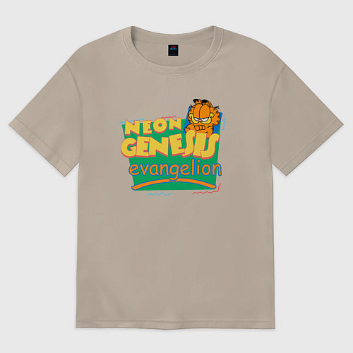 Женская футболка оверсайз GARFIELD GENESIS EVANGELION / Миндальный – фото 1