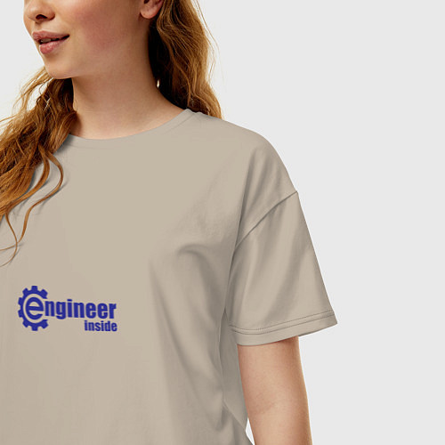 Женская футболка оверсайз Инженер внутри / Миндальный – фото 3