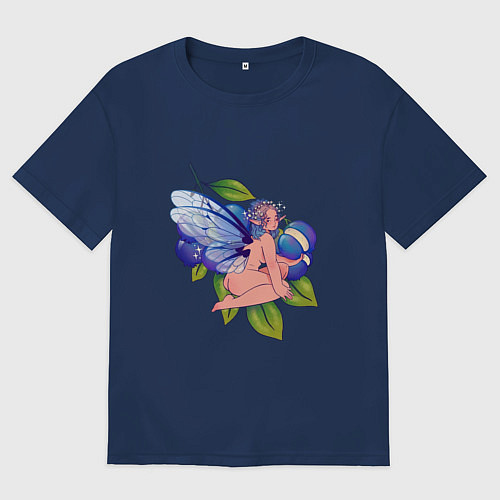 Женская футболка оверсайз Черничная фея / Тёмно-синий – фото 1