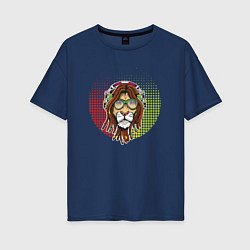 Футболка оверсайз женская Reggae Lion, цвет: тёмно-синий