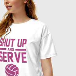 Футболка оверсайз женская Shut Up And Serve, цвет: белый — фото 2