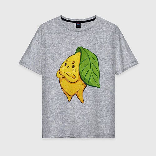 Женская футболка оверсайз Недовольный лимон / Меланж – фото 1