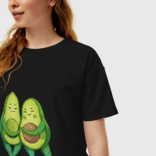 Женская футболка оверсайз Парочка авокадо / Черный – фото 3