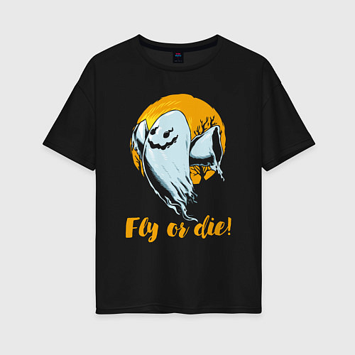 Женская футболка оверсайз Fly or die! / Черный – фото 1