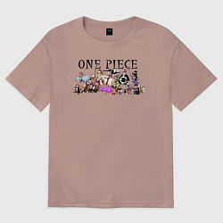 Футболка оверсайз женская Персонажи One Piece Большой куш, цвет: пыльно-розовый