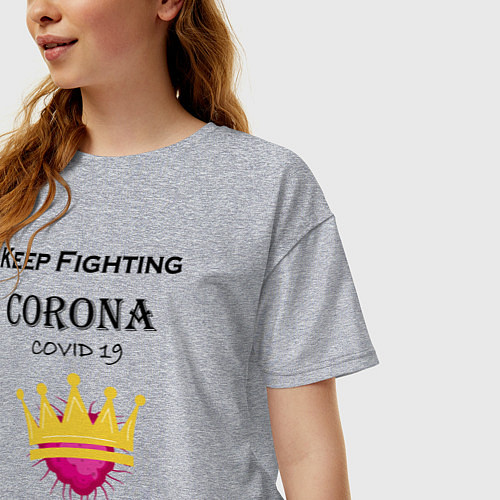 Женская футболка оверсайз Fighting Corona / Меланж – фото 3