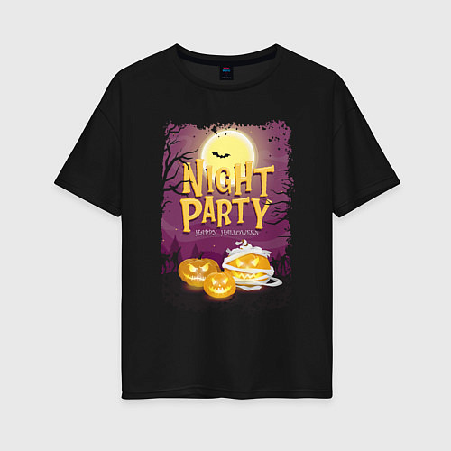 Женская футболка оверсайз Ночная вечеринка / Черный – фото 1