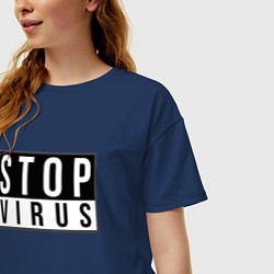 Футболка оверсайз женская Stop Virus, цвет: тёмно-синий — фото 2