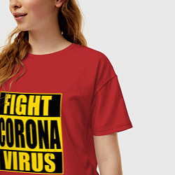 Футболка оверсайз женская Fight Corona Virus, цвет: красный — фото 2