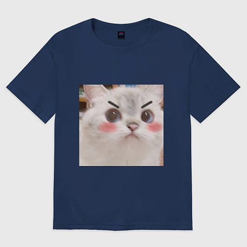 Женская футболка оверсайз Котенька / Тёмно-синий – фото 1
