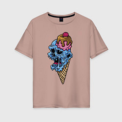 Футболка оверсайз женская Horror ice cream, цвет: пыльно-розовый