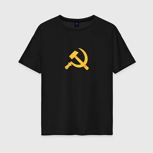 Женская футболка оверсайз СССР - Серп и Молот / Черный – фото 1
