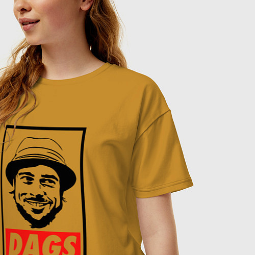 Женская футболка оверсайз Snatch: Dags / Горчичный – фото 3