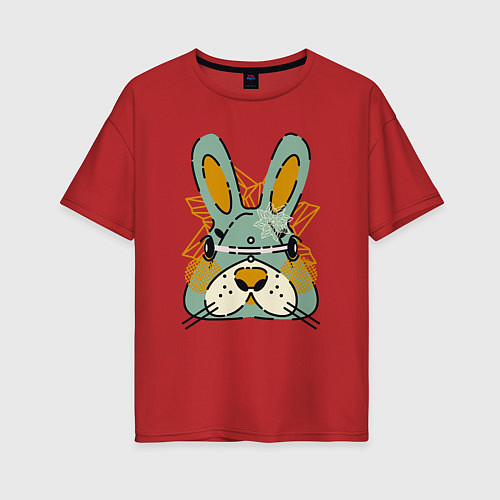 Женская футболка оверсайз Безумный кролик / Красный – фото 1