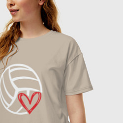 Футболка оверсайз женская Love Volleyball, цвет: миндальный — фото 2