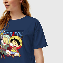 Футболка оверсайз женская Малыши Зоро и Луффи One Piece, цвет: тёмно-синий — фото 2