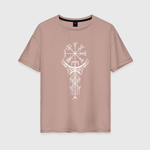Женская футболка оверсайз Вегвизир Vegvisir Руна Z / Пыльно-розовый – фото 1