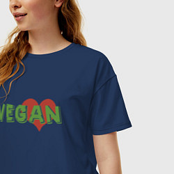 Футболка оверсайз женская Vegan Love, цвет: тёмно-синий — фото 2