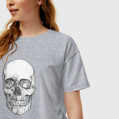 Женская футболка оверсайз Реалистичный рисунок Черепа / Меланж – фото 3