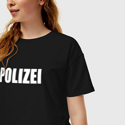 Футболка оверсайз женская POLIZEI Полиция Надпись Белая, цвет: черный — фото 2