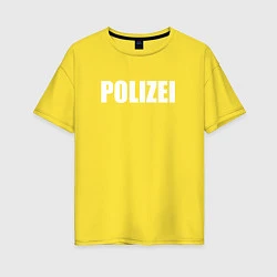 Женская футболка оверсайз POLIZEI Полиция Надпись Белая