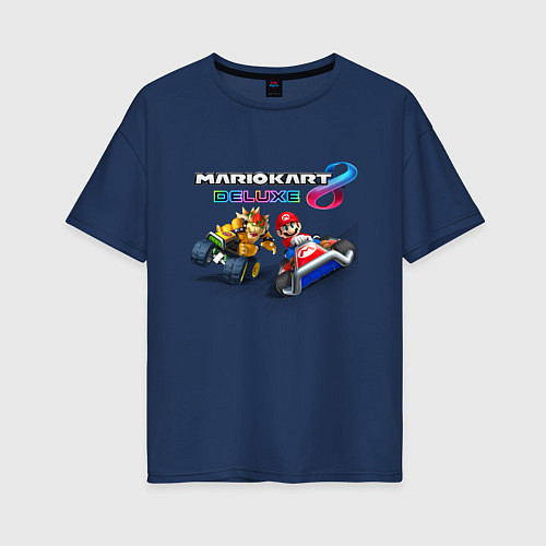 Женская футболка оверсайз Mariokart 8 Deluxe гонка / Тёмно-синий – фото 1
