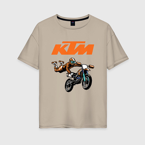 Женская футболка оверсайз KTM МОТОКРОСС Z / Миндальный – фото 1
