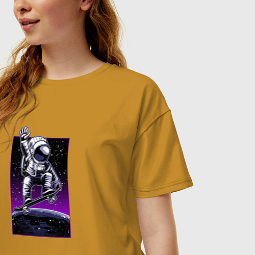 Женская футболка оверсайз Астронавт / Горчичный – фото 3