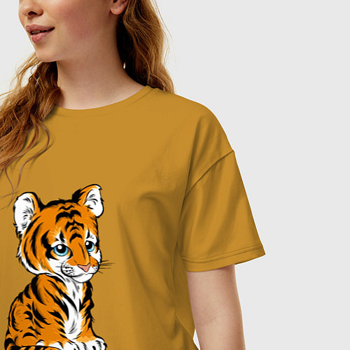 Женская футболка оверсайз Little Tiger / Горчичный – фото 3
