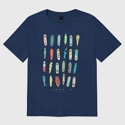 Футболка оверсайз женская Коллекция скейтбордов, цвет: тёмно-синий