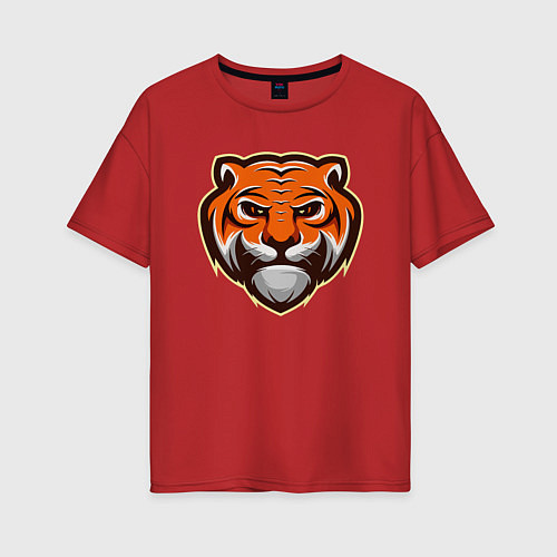 Женская футболка оверсайз Мудрый Тигр / Красный – фото 1