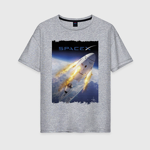 Женская футболка оверсайз Путешествие к звёздам, Space X / Меланж – фото 1