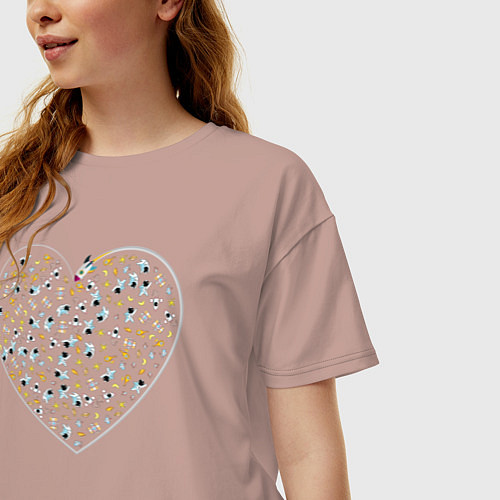 Женская футболка оверсайз Космос в сердце / Пыльно-розовый – фото 3