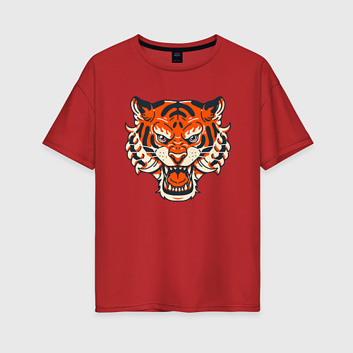 Женская футболка оверсайз Super Tiger / Красный – фото 1