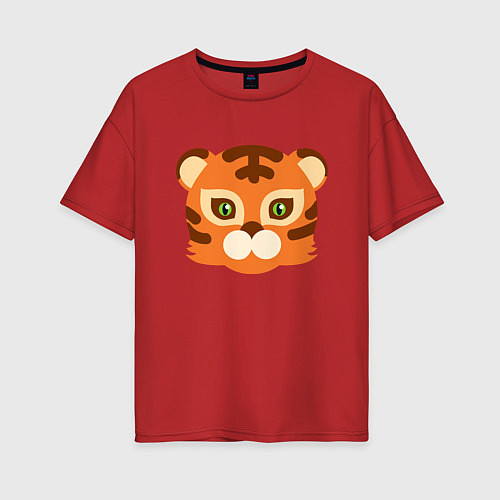 Женская футболка оверсайз Cute Tiger / Красный – фото 1
