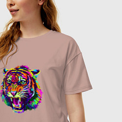 Футболка оверсайз женская Color Tiger, цвет: пыльно-розовый — фото 2