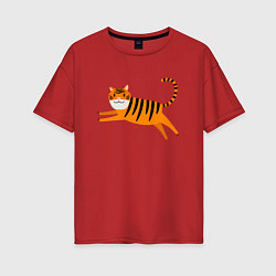 Футболка оверсайз женская Jumping Tiger, цвет: красный