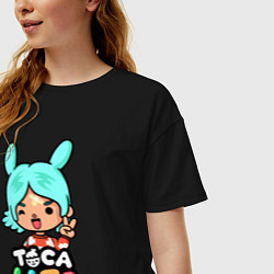 Футболка оверсайз женская Toca Life, цвет: черный — фото 2
