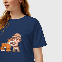 Футболка оверсайз женская Tiger Friend, цвет: тёмно-синий — фото 2