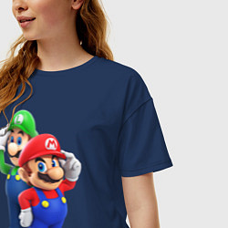 Футболка оверсайз женская Mario Bros, цвет: тёмно-синий — фото 2