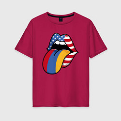 Футболка оверсайз женская Армения - США, цвет: маджента