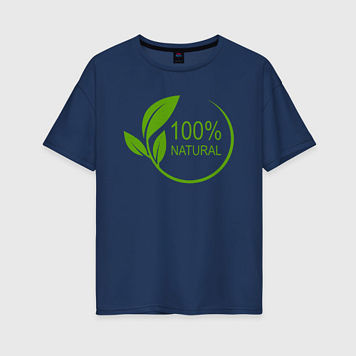 Женская футболка оверсайз 100% Натурал / Тёмно-синий – фото 1