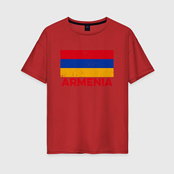 Футболка оверсайз женская Armenia Flag, цвет: красный