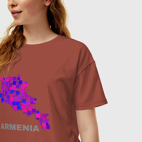 Женская футболка оверсайз Армения Armenia / Кирпичный – фото 3