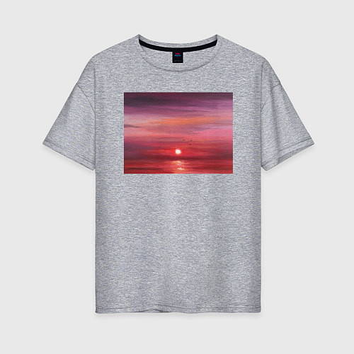 Женская футболка оверсайз Сочный закат на море / Меланж – фото 1