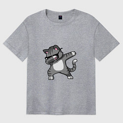 Футболка оверсайз женская Коти в очках, цвет: меланж