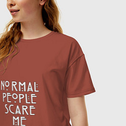 Футболка оверсайз женская Normal people scare me аиу, цвет: кирпичный — фото 2