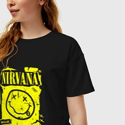 Футболка оверсайз женская Smells Like Teen Spirit, Nirvana, цвет: черный — фото 2