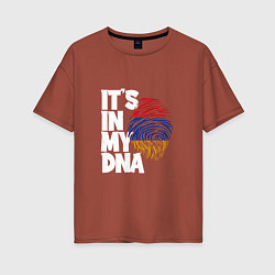 Футболка оверсайз женская ДНК - Армения, цвет: кирпичный