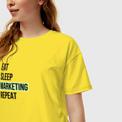 Футболка оверсайз женская Eat Sleep Marketing Repeat, цвет: желтый — фото 2